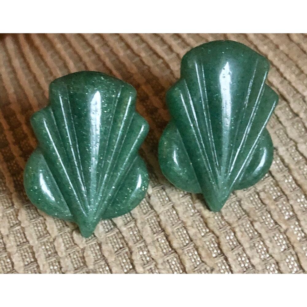 Stephen Dweck Green Agate Clip Back Earrings